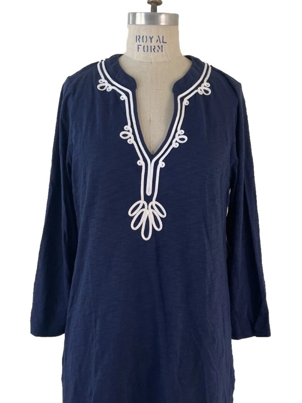 Lilly Pulitzer “Kaia” Soutache V-Neck Tunic iconic navy VGUC